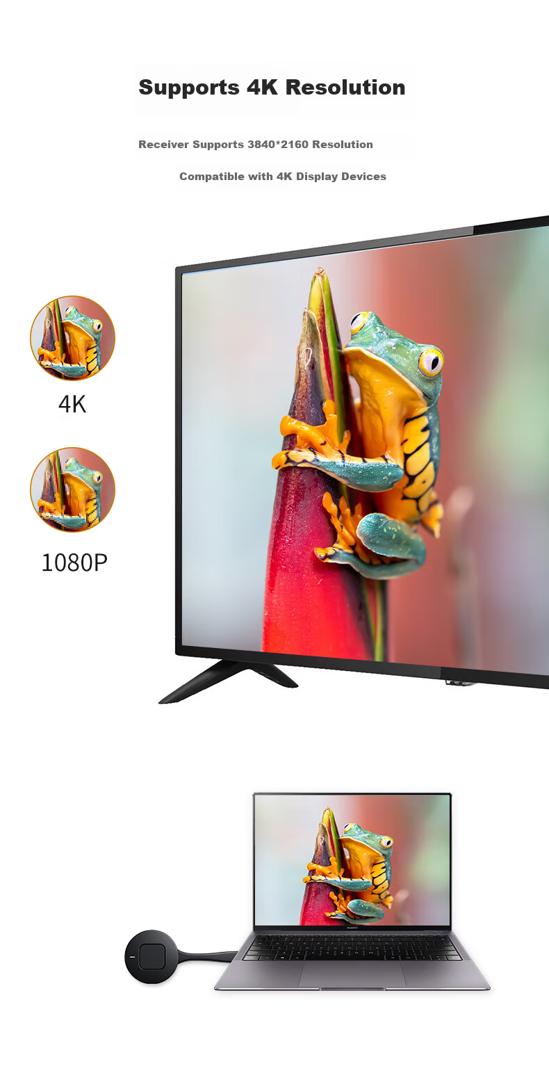 QuickShare Wireless Screen Mirroring Device HDMI HD Audio Video Transmission for PC Mobile Tablet Conference Office Laptop USB One-Key Connect Smart TV Projector LED Large Screen 7