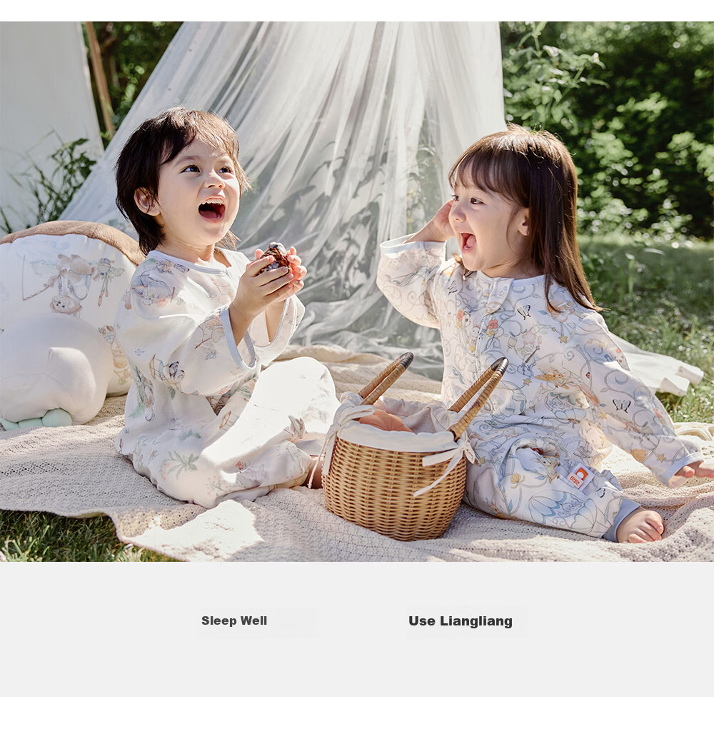 Liangliang Baby Sleeping Bag Bamboo Cotton Gauze Air-Conditioned Room Anti-Kick Quilt for Babies and Children Front 4 Back 2 Fantasy 110/56 24
