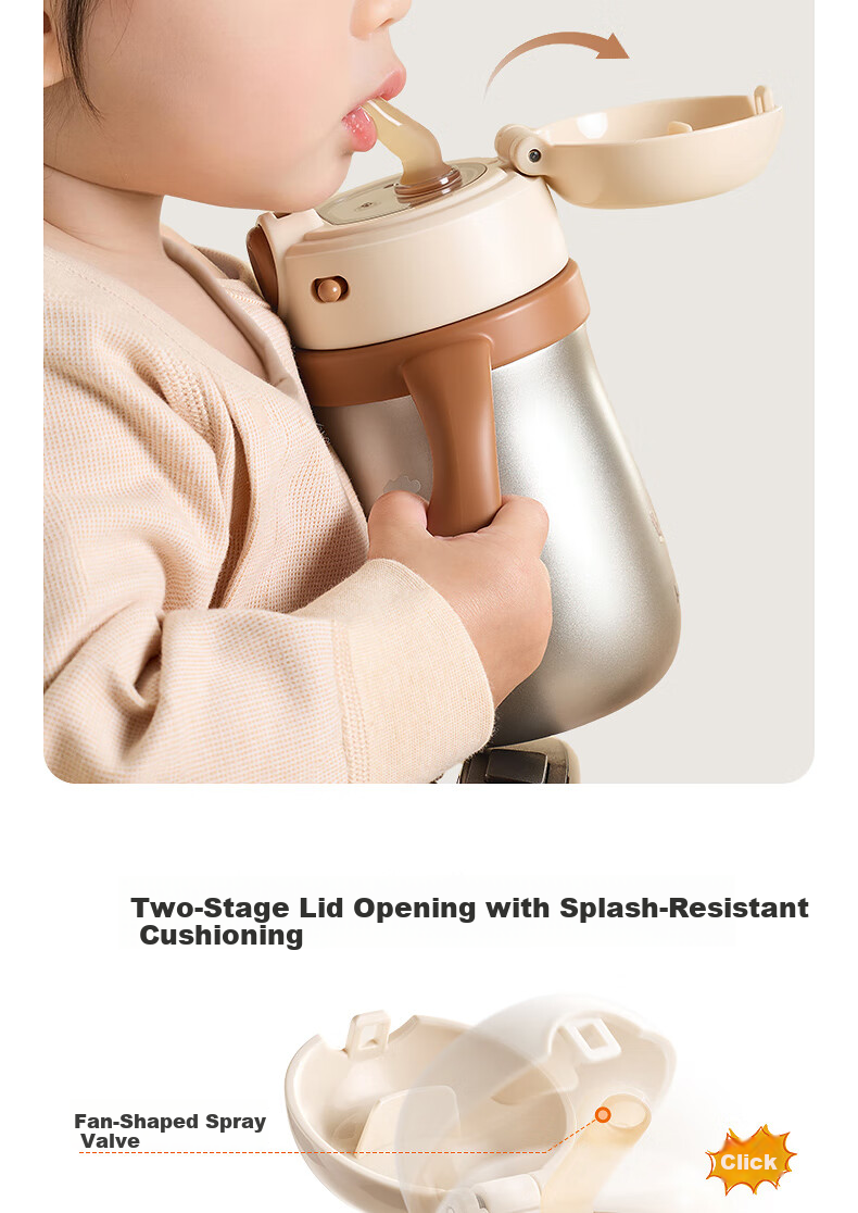 SUPOR Baby Training Cup Children's Insulated Straw Cup Pure Titanium Toddler Milk Drinking Cup for Ages 1-3 Kindergarten 23
