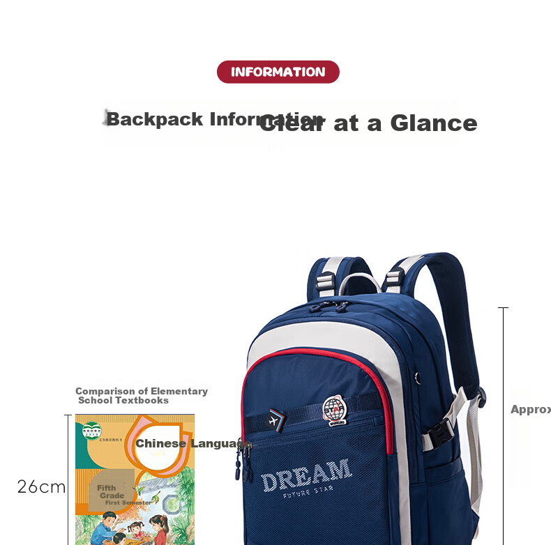 FUTURE STAR Girls' Primary School Backpack High-Value Spine Protection Large Capacity Lightweight Junior High School Boys' Pink Double Shoulder Bag for Grades 3-6 5