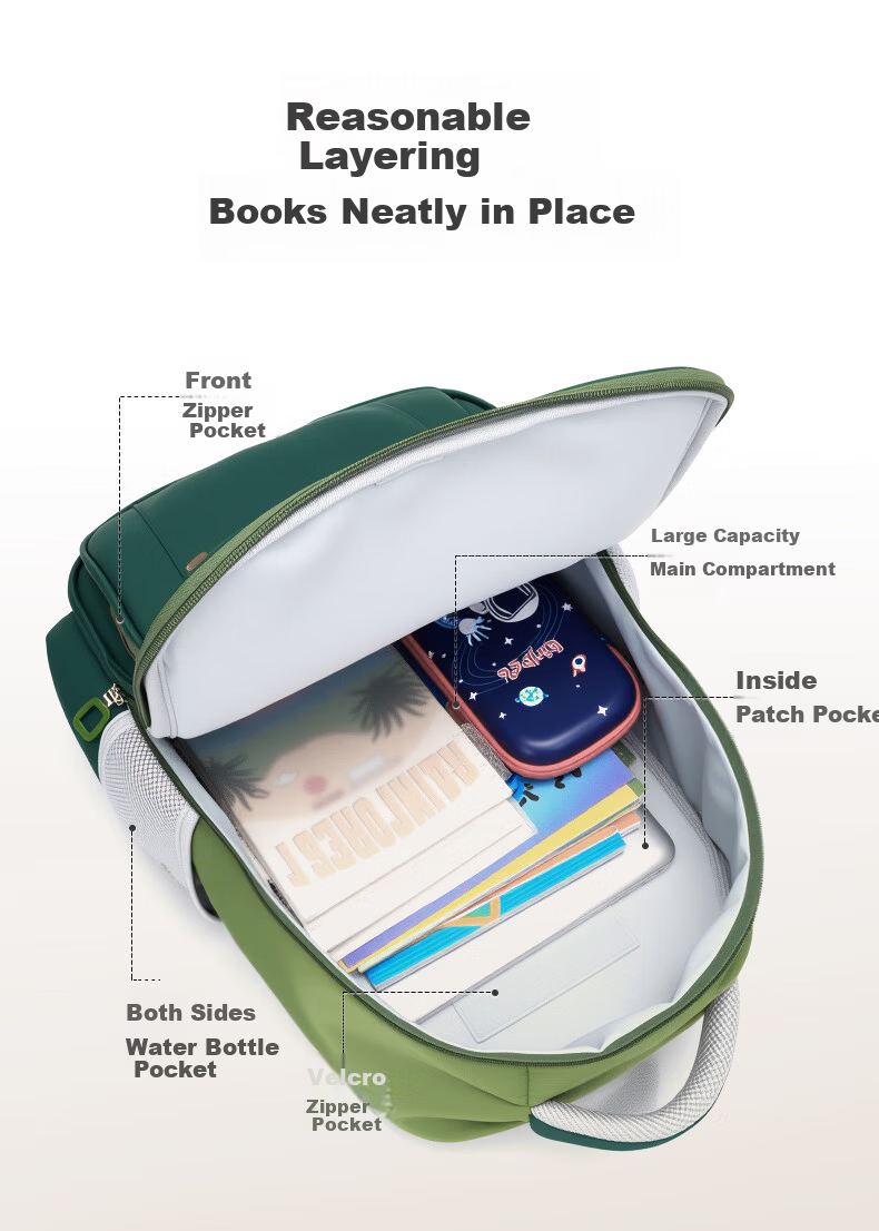 Sunshine 8 O'clock Primary School Student Backpack Kids Boys Girls Ergonomic Lightweight Large Capacity Grade 1-3 Double Shoulder Bag 8