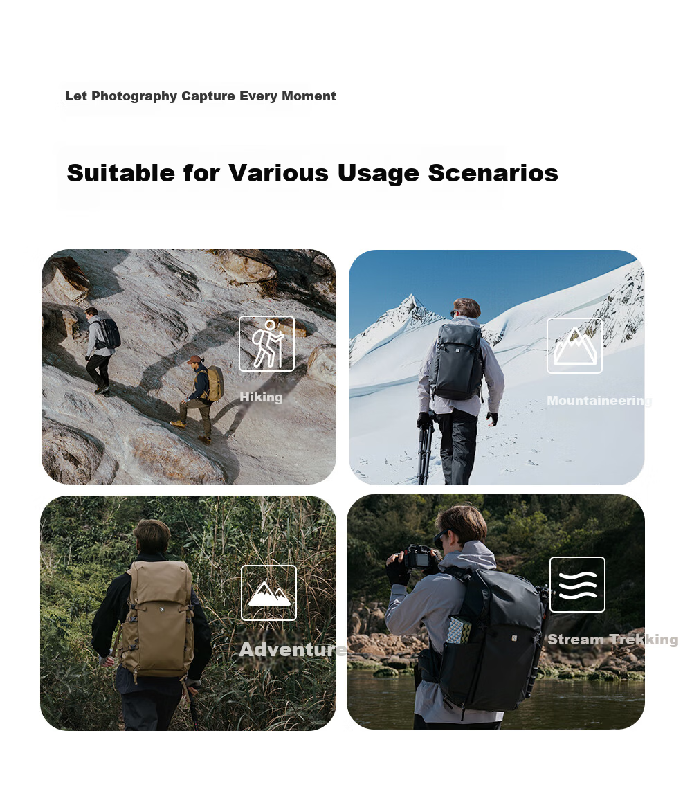 K&F CONCEPT Exploration Series Outdoor Hiking Photography Backpack Professional Carrying System Large Capacity 40L Travel Outdoor Hiking Multifunctional Camera Bag 10