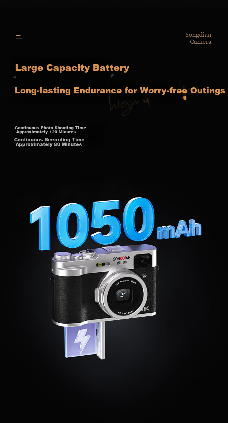 SONGDIAN 5K HD Digital Camera Vlog Entry-Level Student Mirrorless Camera DC203 Official Standard 32GB Memory 11