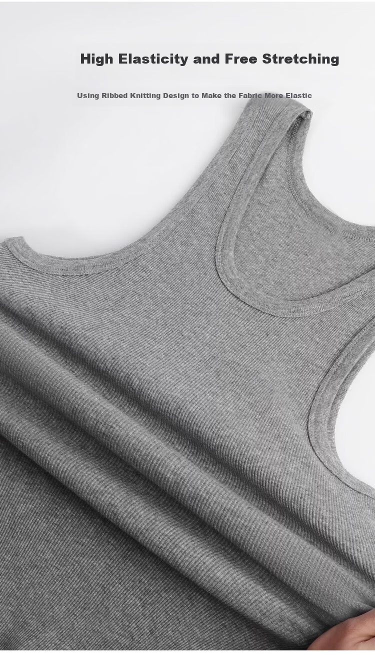 Langsha American Vintage Heavyweight Ribbed Cotton Men's Tank Top 300g Stretch Slim Fit Sports Fitness Summer Racerback 8