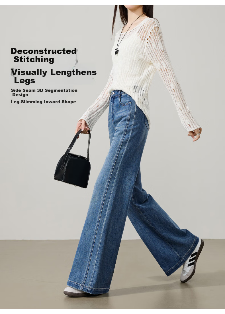 ESE-Y Golden Ratio Flared Jeans for Women 26 Spring New Slim Fit Stretch Cotton Flared Pants Black 25 12