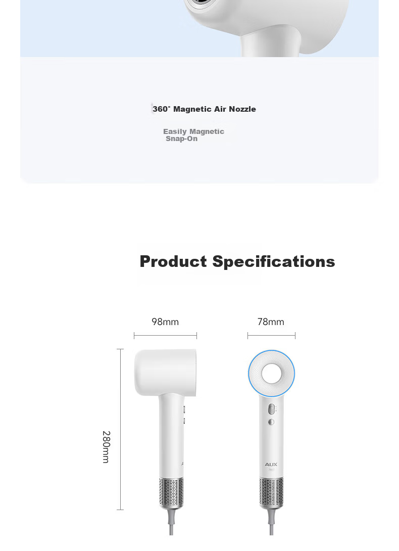 AUX 500W Low Power High-Speed Hair Dryer with Negative Ion Hair Care for Student Dormitory, Hollow Bladeless Design, Under 800W Low Power Hair Dryer for College Students 20
