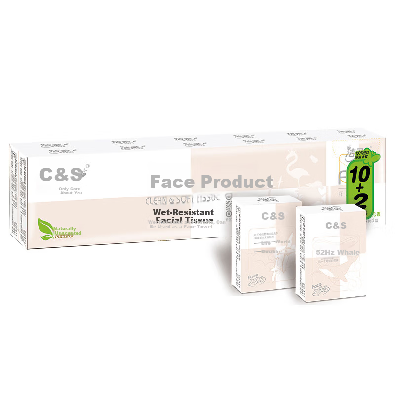 C&S Facial Tissues, Pink Face, Unscented, 4-Ply, 8 Sheets Per Pack, 12 Packs * 36 Pieces, PM075-12 [Full Box]