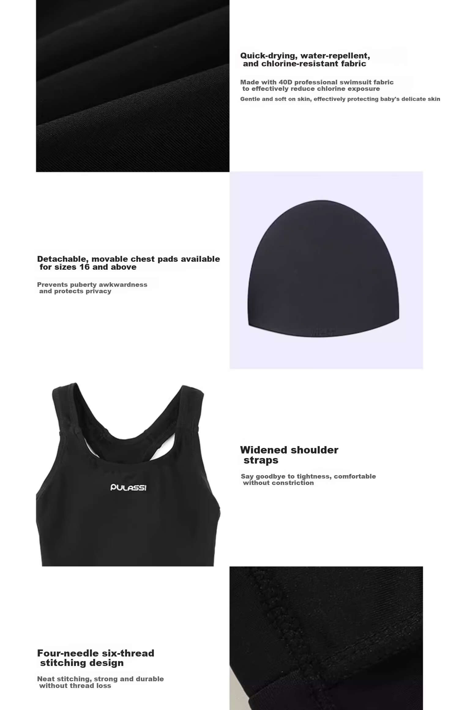 Pras Girls' Swimwear Beginner Basic High Elastic Chlorine Resistant One-Piece Training Swimsuit for Swimming Pool Official Flagship Store 11