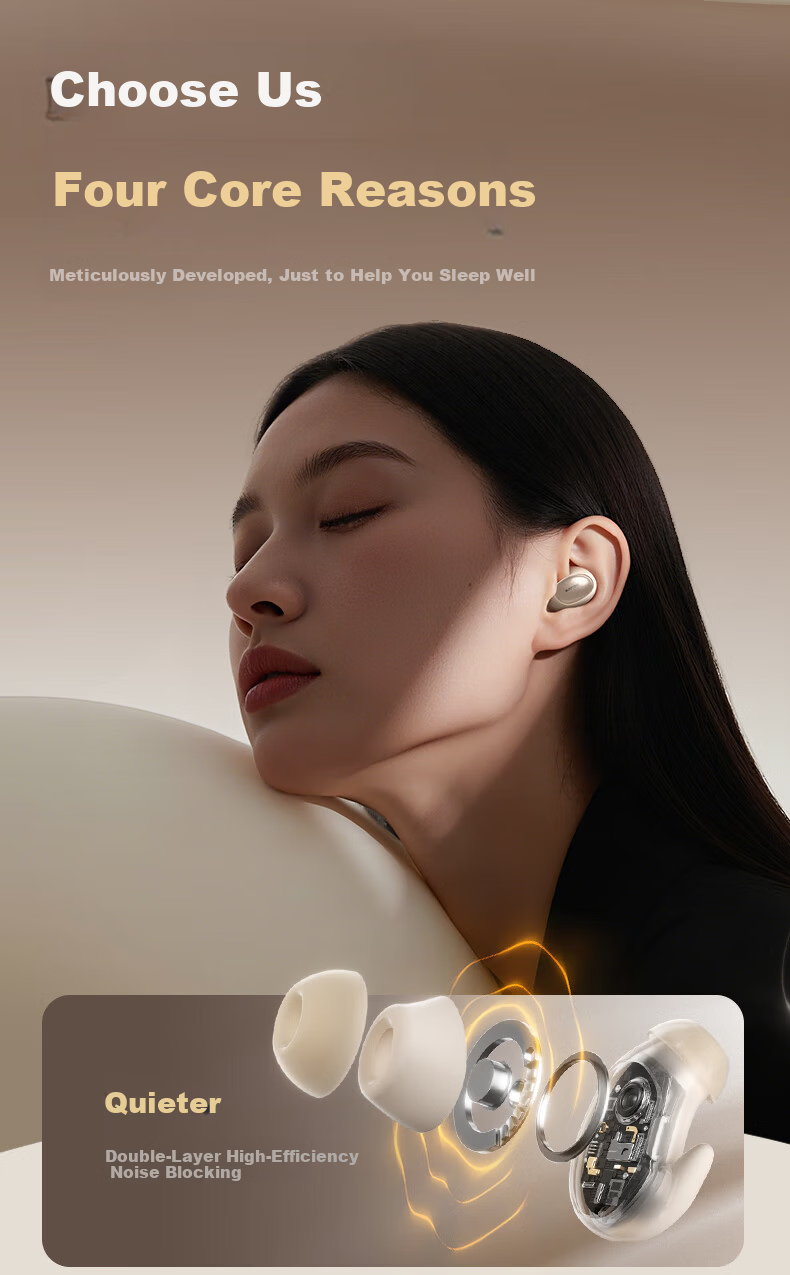 REMAX Sleep Bluetooth Earphones Ultra-thin Noise-isolating Earbuds Long Battery Life Compatible with Huawei Xiaomi Hidden ASMR Noise Reduction for Side Sleeping 5