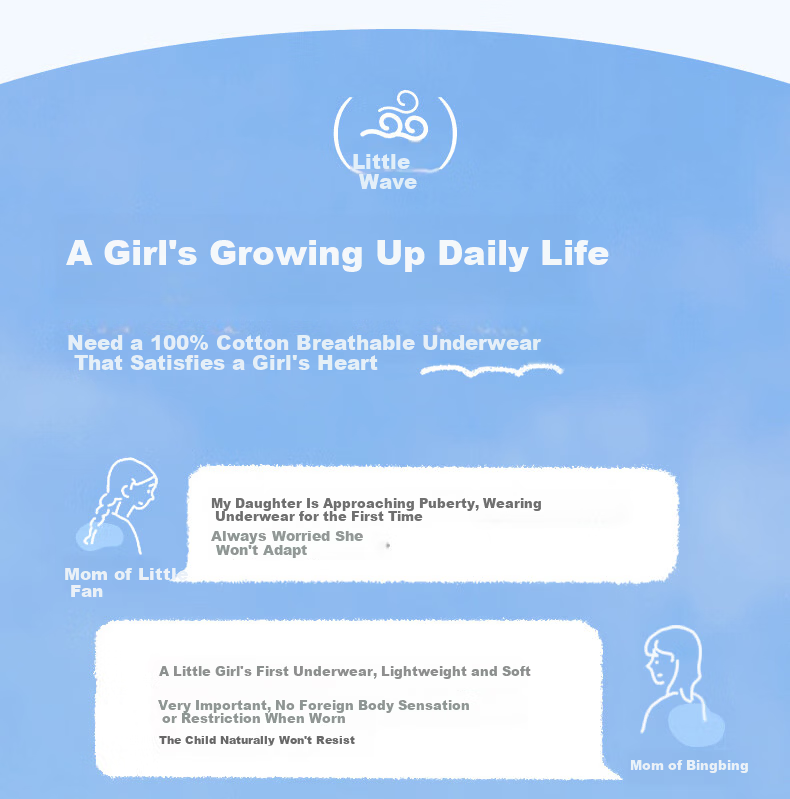 PurCotton [Xiao Waolang] Girls' Underwear Bra, Puberty Breathable Children's Underwear, Ages 6-12, Early Development, Self-Operated 3