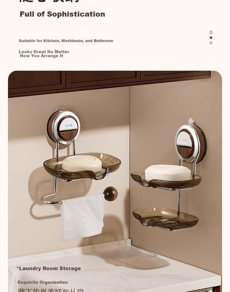 Bydoll Suction Cup Soap Box Wall-Mounted No-Drill Soap Holder Household Bathroom Drainage Soap Rack 2025 Double Model 13