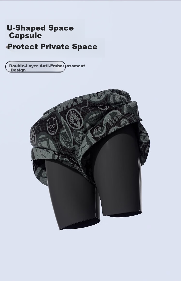 Disney Men's Two-in-One Loose Beach Quick-Dry Hot Spring Boxer Swim Trunks Set D25045 Black L 3