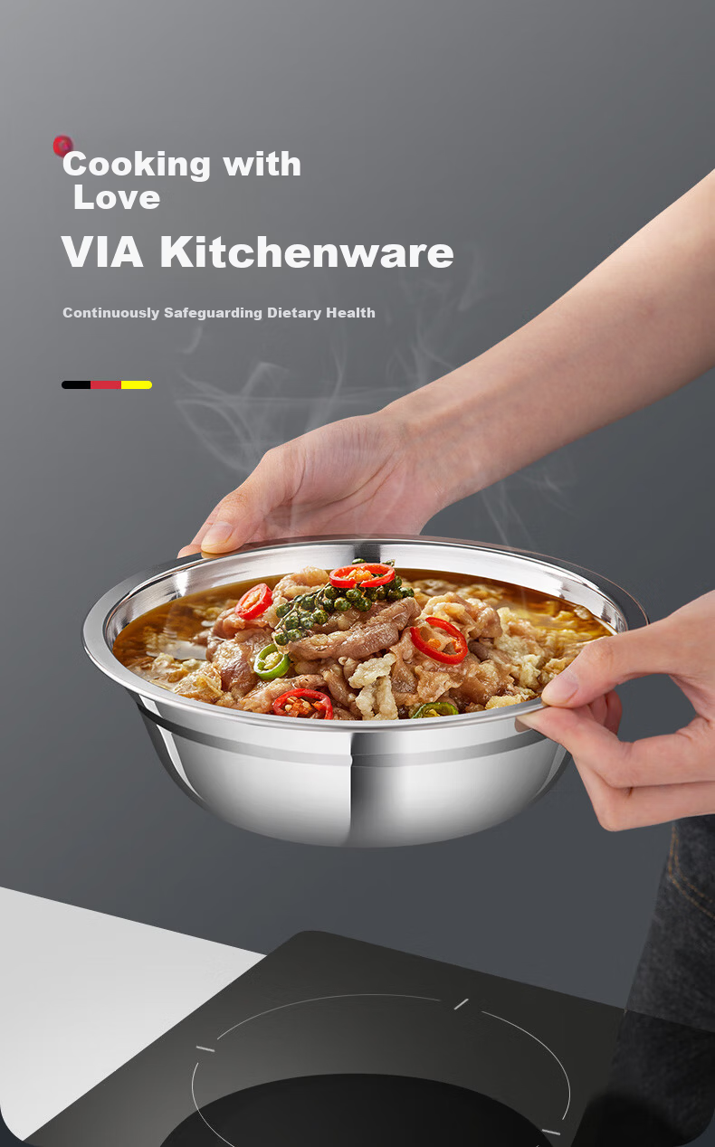 Newair Food Grade 316 Stainless Steel Mixing Bowl Thickened Flat Bottom Kitchen Bowl for Beating Eggs and Dough 2