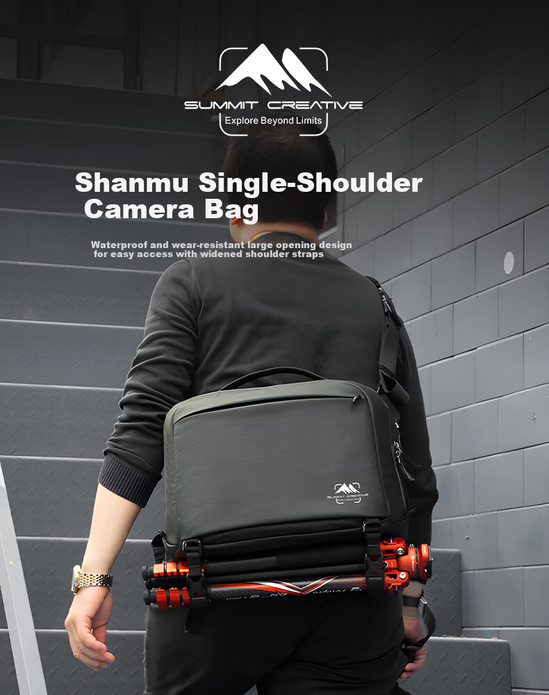 Shanmu 10L Champagne Single Shoulder Camera Bag Crossbody DSLR Mirrorless Digital Storage Waterproof Durable Lightweight Camera Backpack for Cycling Commuting 1