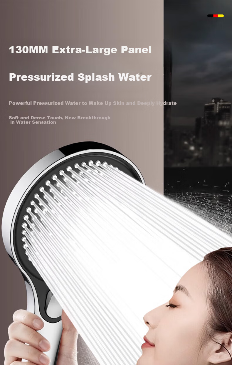 WUZORY Germany Pressurized Shower Head Handheld Bathroom Silver 127 2