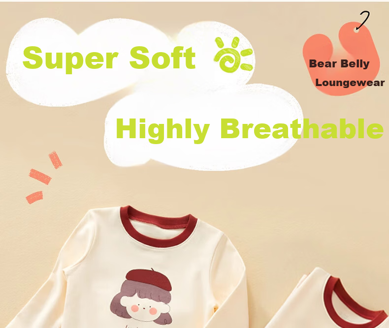 Mianqixiong Children's Cotton Pajamas Spring and Autumn New Thin Cotton Homewear Set for Boys and Girls Baby Autumn Clothes Set - Size 120 1