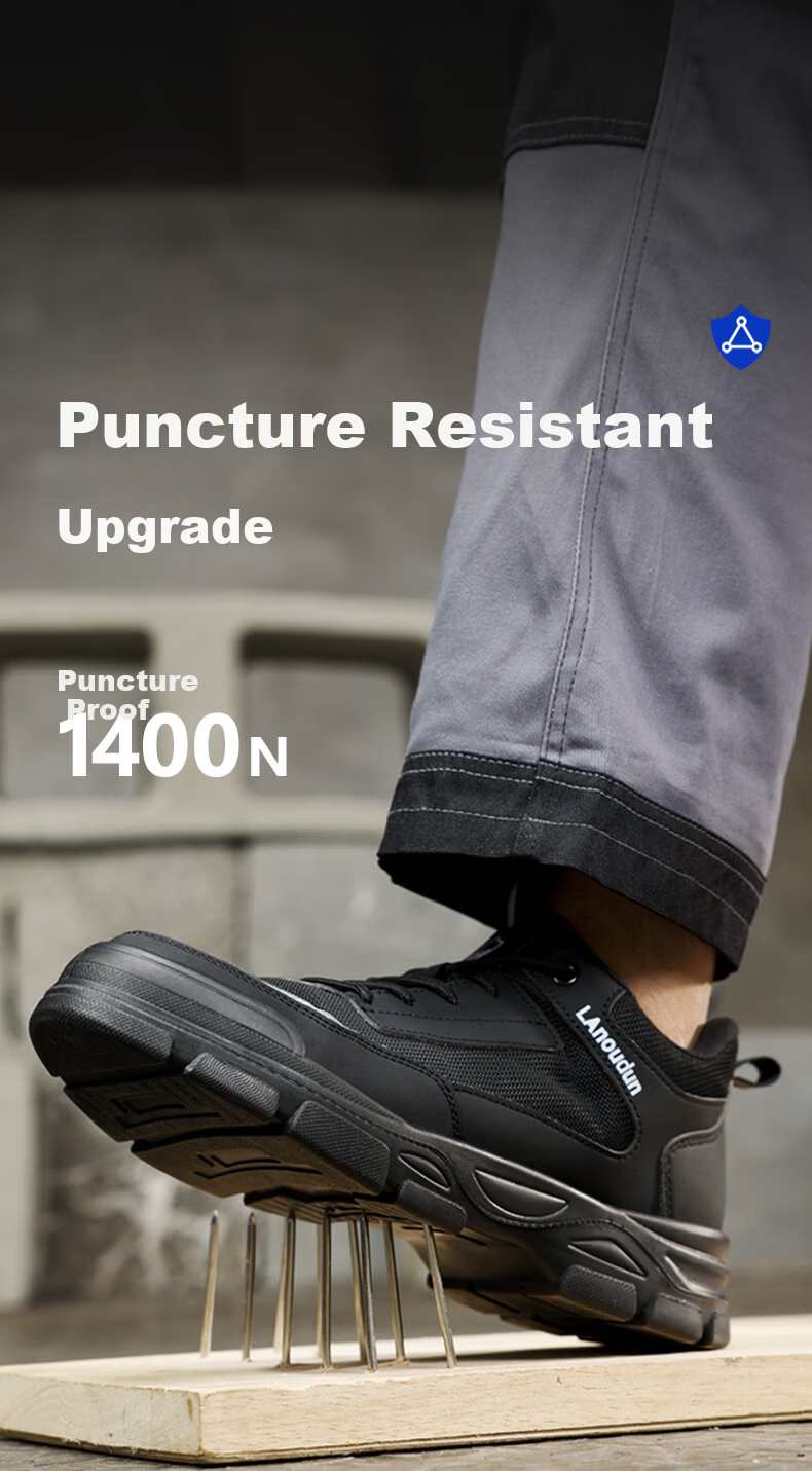 BlueOwl Shield Men's Summer Breathable Lightweight Comfortable Anti-Smash Anti-Puncture Steel Toe Safety Work Shoes DL216 Size 42 8