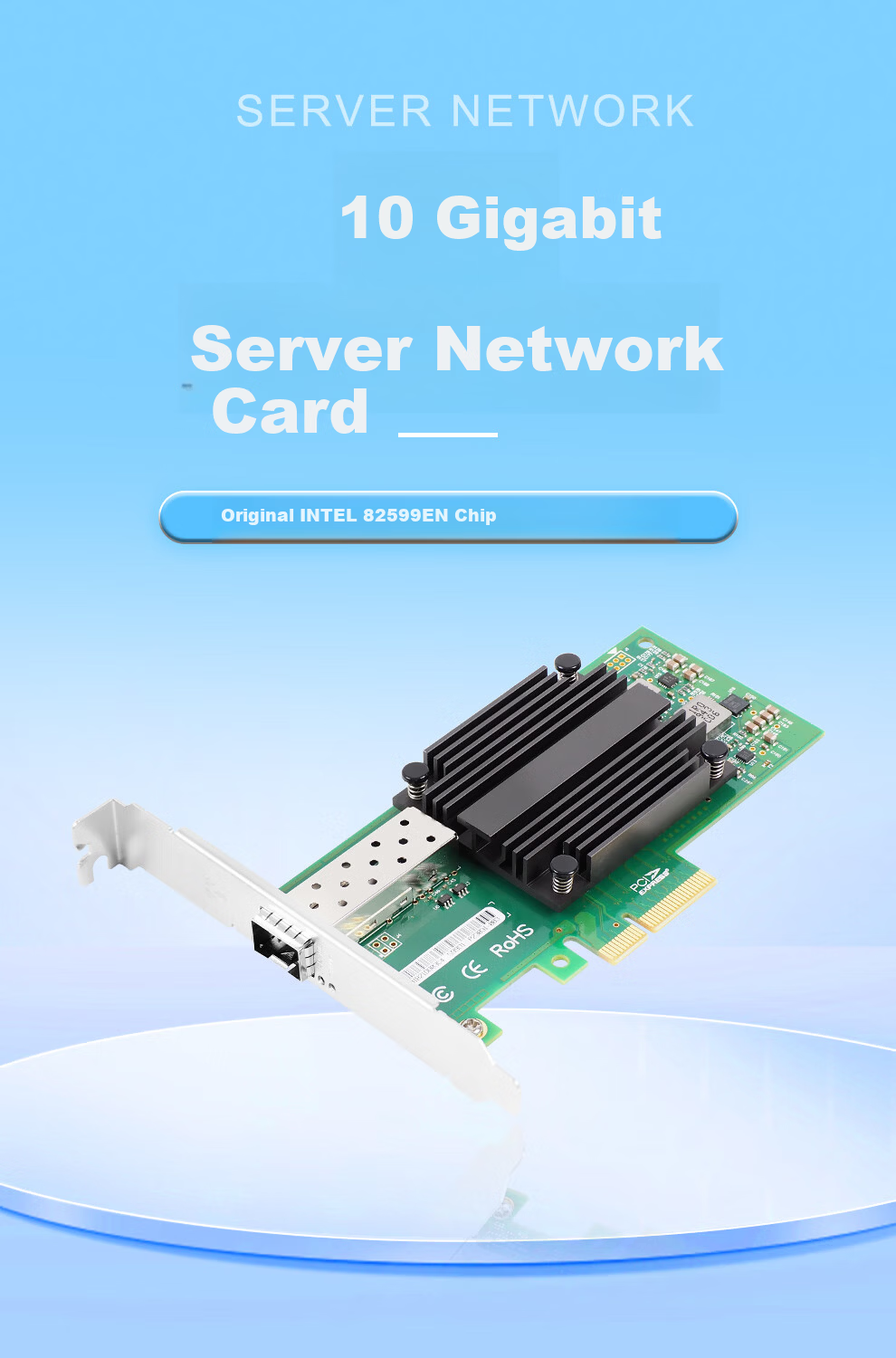 FLYBISH KY-82599 PCIe X8 10G Single-Port Fiber Optic Network Card, Intel 82599 Chip, X520-DA1 Single Optical Port Server Network Adapter 1