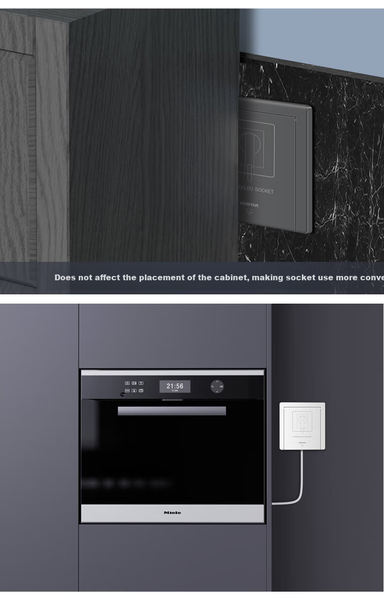 Hongyan Embedded Socket Refrigerator Hidden Recessed Wall Built-in Invisible 86 Type Three-hole 16A Porcelain White 5