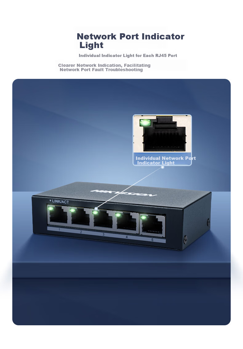 HIKVISION Switch, 8-Port Gigabit Unmanaged Surveillance Network Splitter, Cable Extender, Metal Shell for Heat Dissipation, DSW-08 4