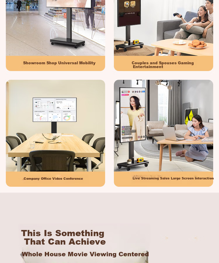 Junao TV Mobile Stand, 55-110 Inch Large Screen Floor-Standing Mount, All-In TV Bracket Cart, Universal for Multiple Brands of TVs, Video Conference Stand 2