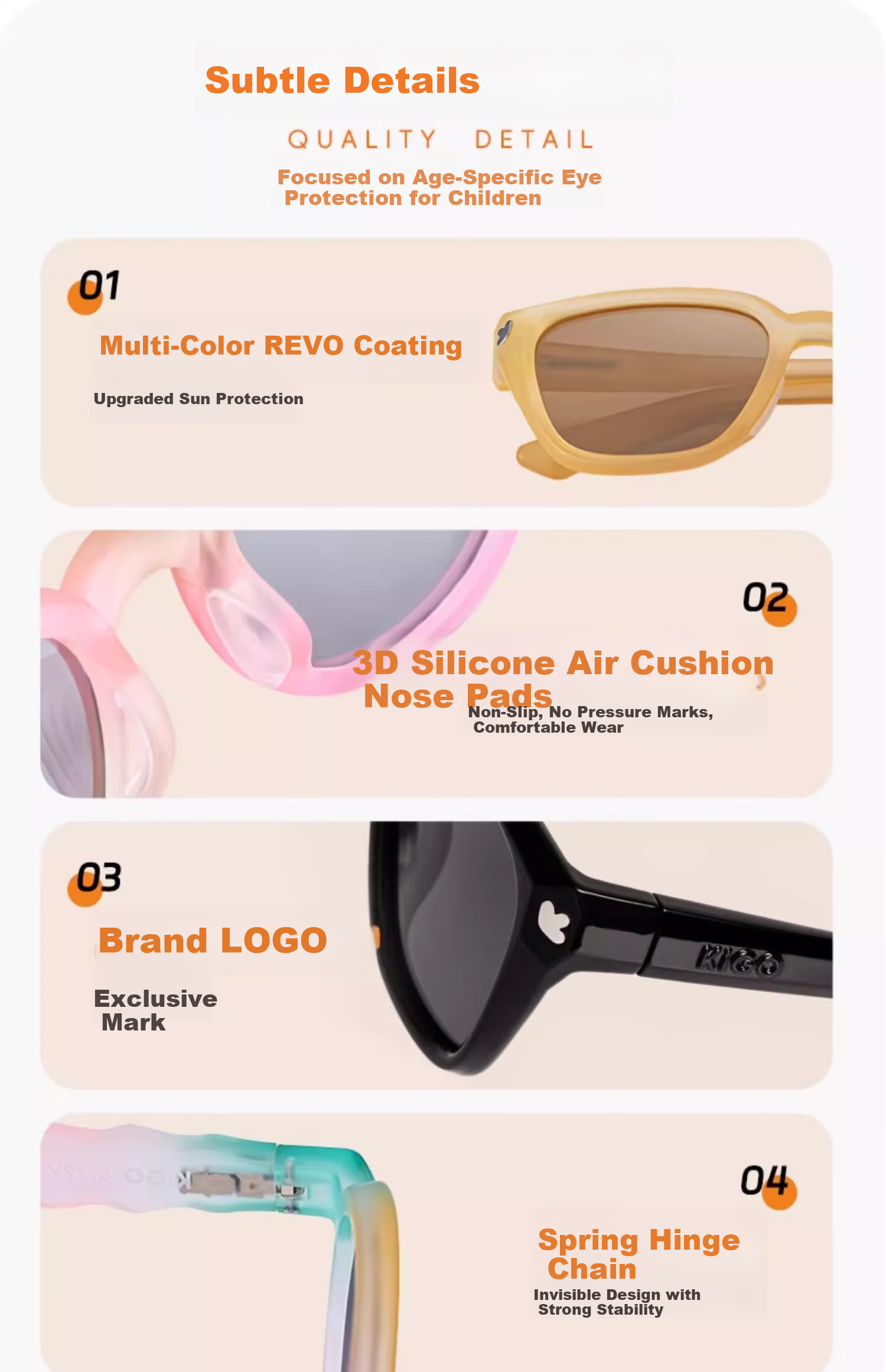 Kigo [Shen Yue Same Style] 2025 Polarized Outdoor UV Protection Kids Sunglasses Zebra White (6-12 Years) 33