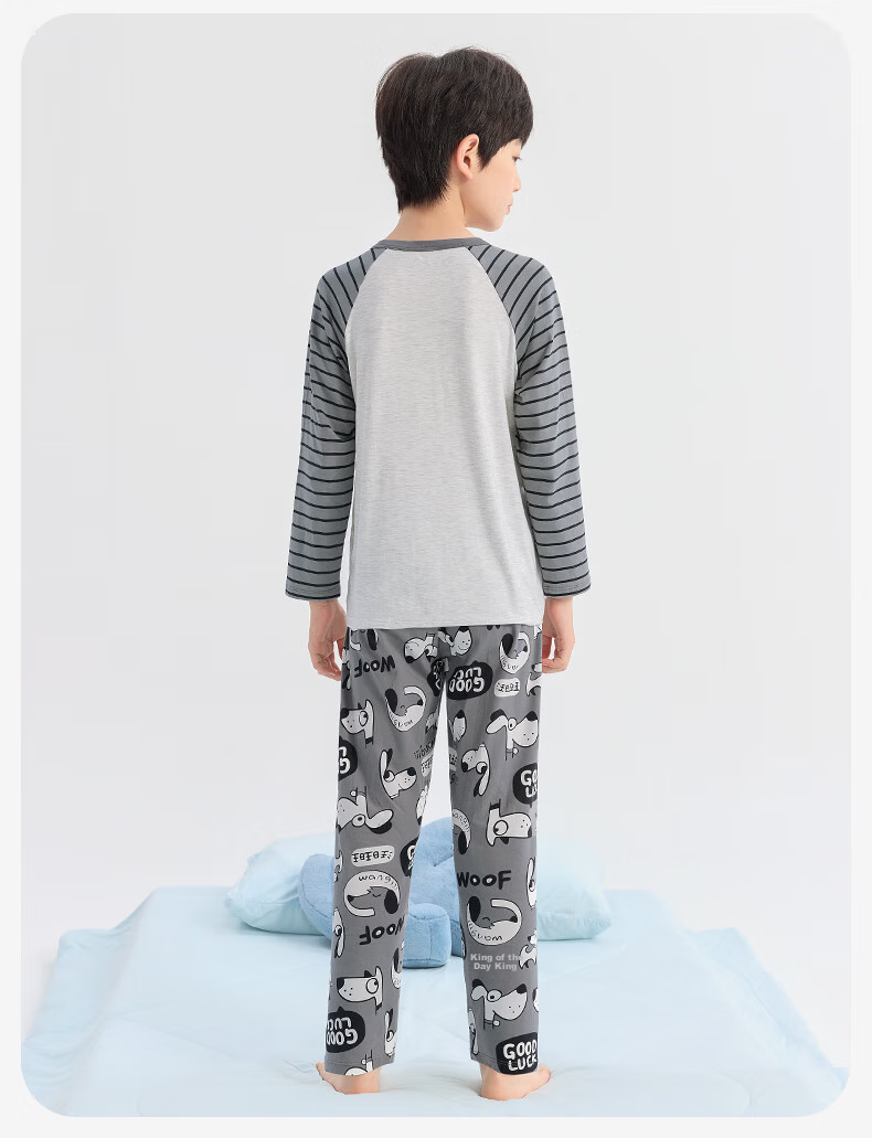 Jiusuiban Children's Pajamas Boys Baby A-Class Long Sleeve Long Pants High Elastic Comfortable Skin-Friendly Cotton Homewear Set 12
