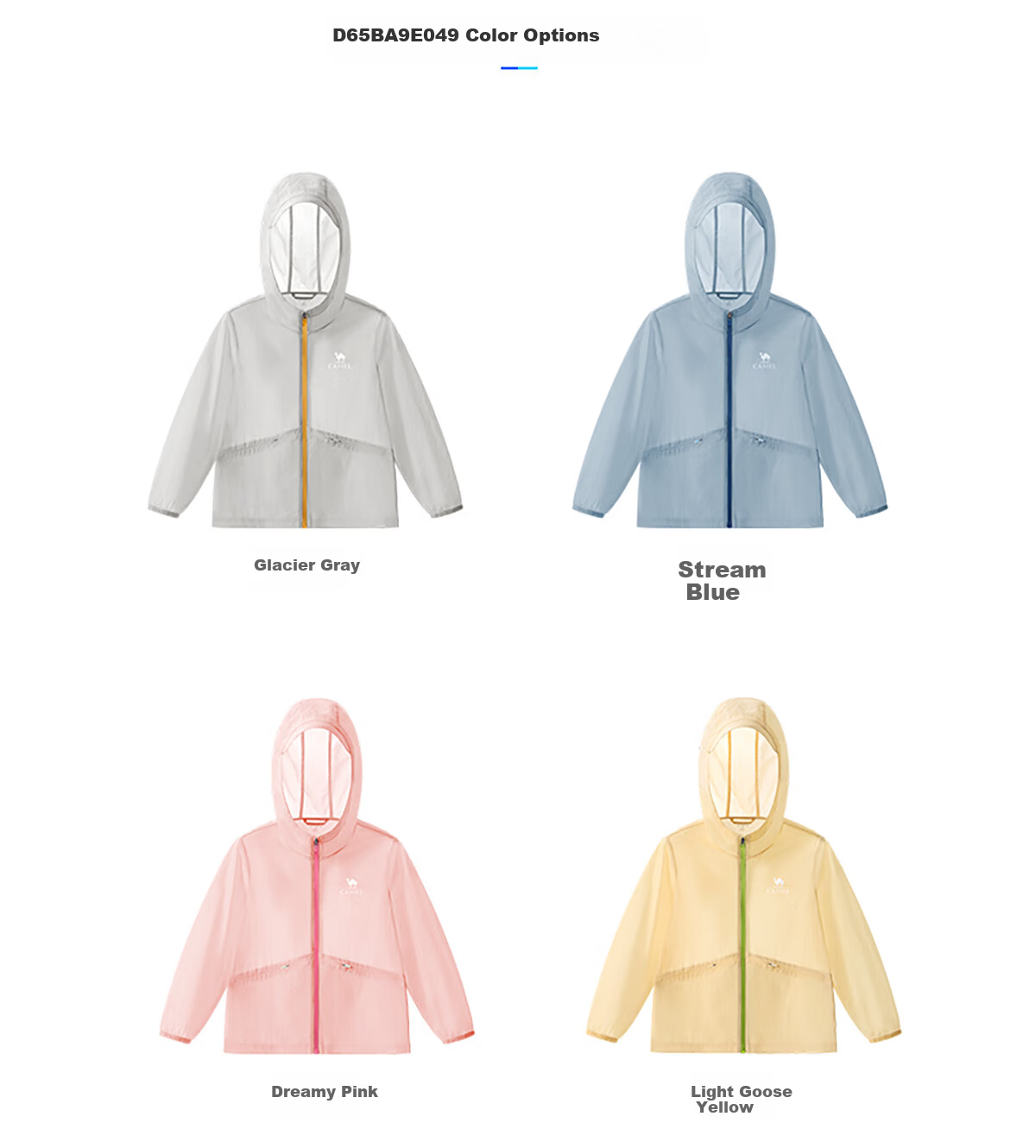 CAMEL [Muguang] Children's Sun Protection Clothing, Summer Lightweight Jacket, Cool And Breathable, for Older Children, Skin-Friendly Outerwear, UV-Resistant 12