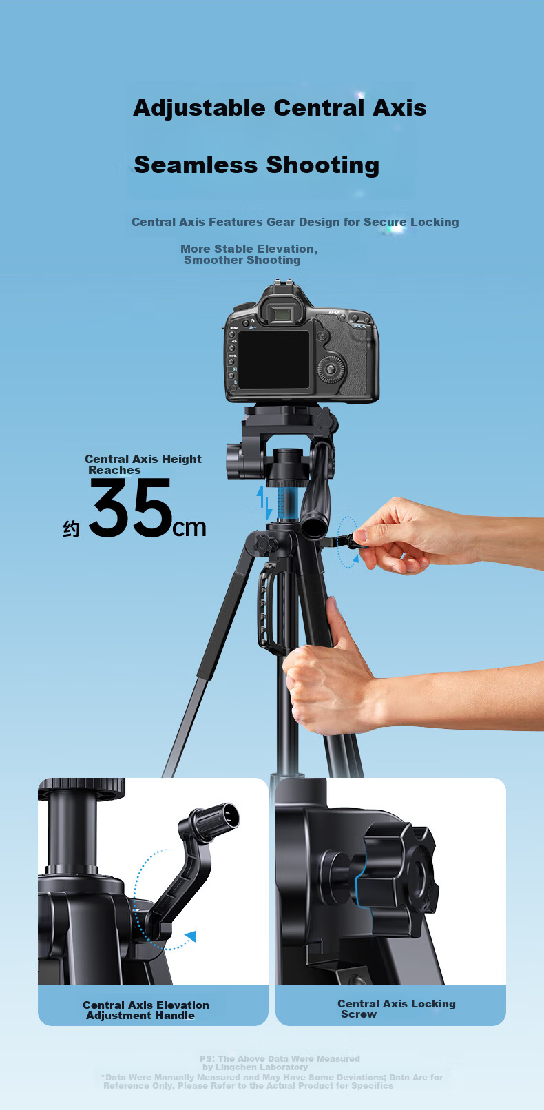 Lingchen Tripod Camera Stand DSLR Mirrorless Sony Canon Phone Live Streaming Photography Tripod Outdoor Portable 3D Pan Head Professional Stable Anti-Shake Stand 1.8m 7