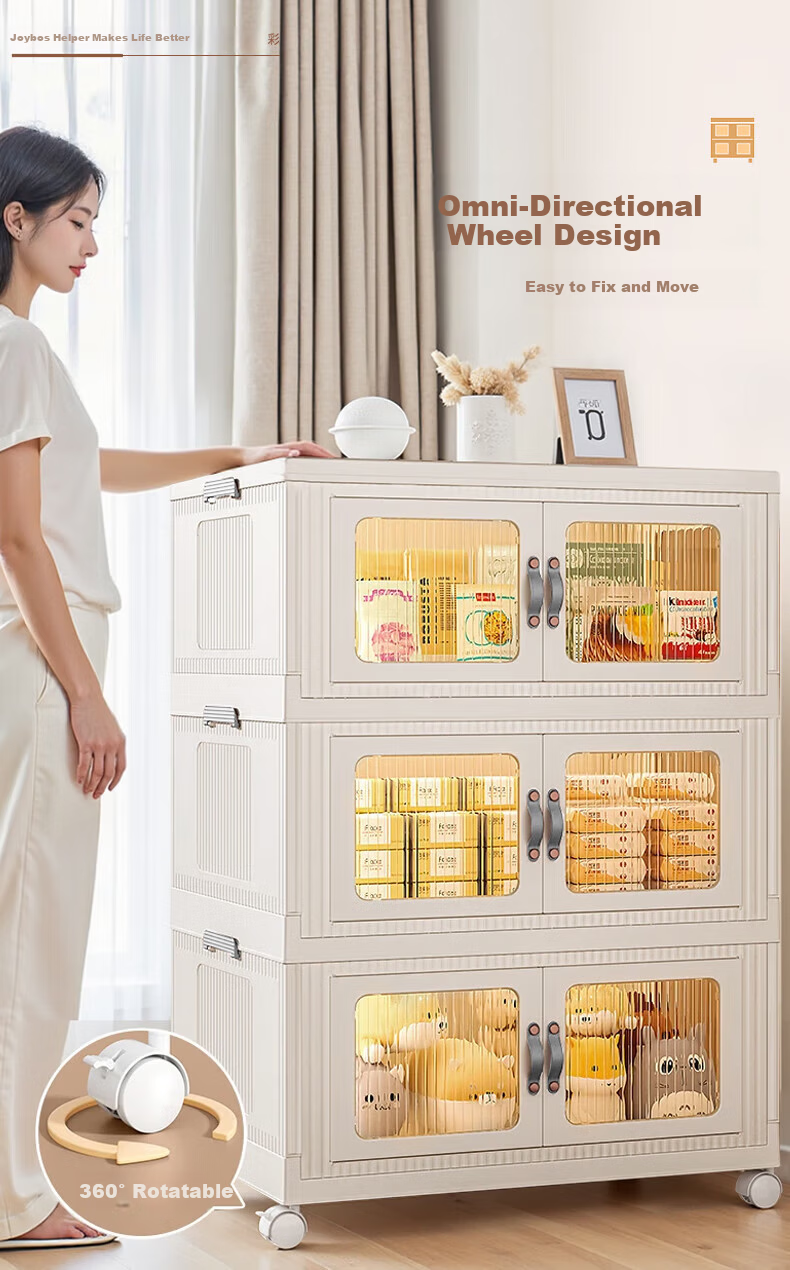 Jiabangshou Storage Cabinet, Multi-Layer Snack Storage Cabinet for Home Use, Wardrobe, Toy Organizer, Living Room And Kitchen Storage Cabinet, 4 Tiers, 65cm 3