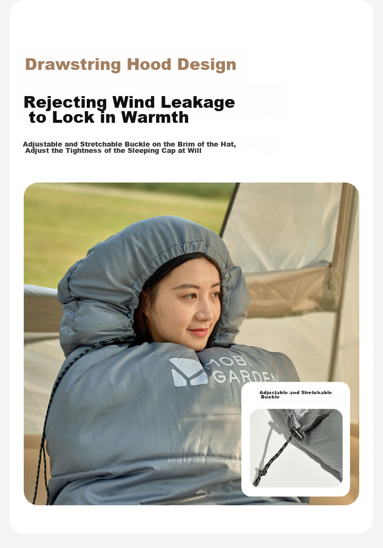 MOBIGARDEN Youyun 2.0 Sleeping Bag, Outdoor Camping Splicing Single Warm Sleeping Bag, NX23562007, Rock Gray/Left 13