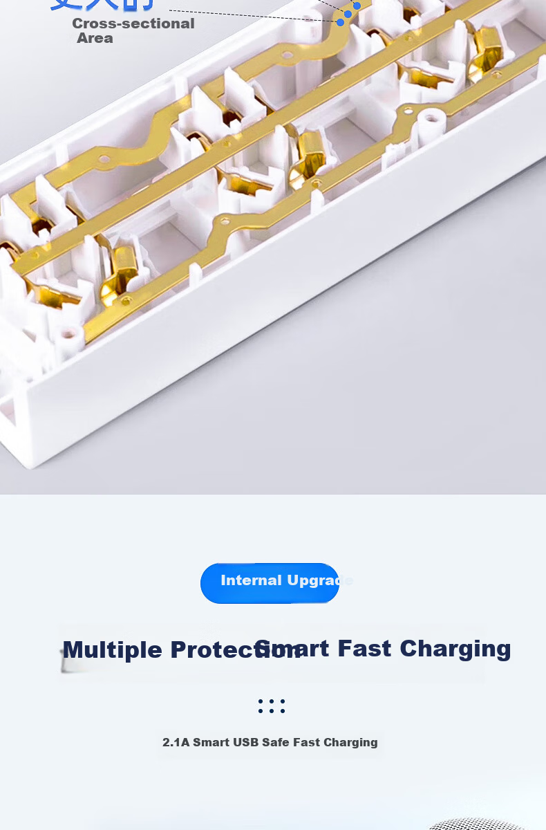 Sushiermo Cabinet PDU/Desktop PDU High Power Overload Protection Gaming Desk Power Strip 6 Outlets Master Control Switch 1.8m 5