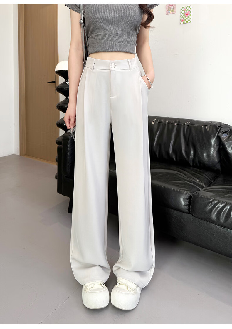 Borui Women's Suit Pants 2026 New High-Quality Draped Spring Summer Casual Straight Wide-Leg High-Waist Slim Fit Narrow Version 19