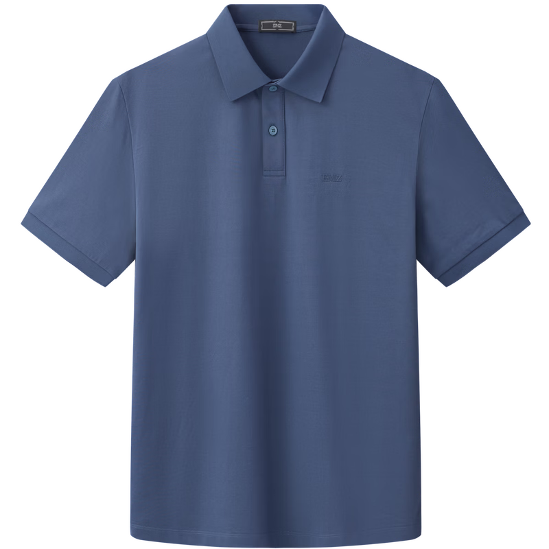 EMZ Ordos Men's Short Sleeve Polo Shirt with Mulberry Silk, Quick-Dry, Breathable, Antibacterial, Business Casual