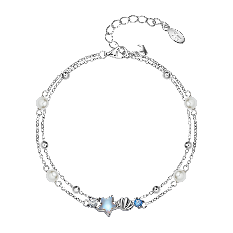 Disney 2026 New Luxury Double-Layer Premium Niche Qixi Valentine's Day Pearl Bracelet for Women Mother and Best Friend Birthday Gift