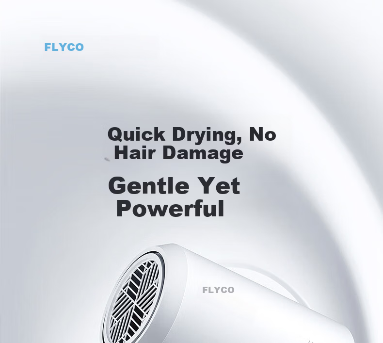 FLYCO Hair Dryer for Home And Salon Use, High Power 2000W, Quick-Drying, Constant Temperature, Portable, Foldable, White FH6232 1