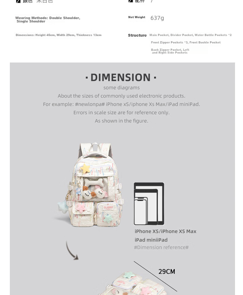 YUYULA Backpack for Women, Suitable for Commuting, Primary School, Middle School, High School And College Students, Large Capacity, Lightweight Travel Backpack, Birthday Gift 2