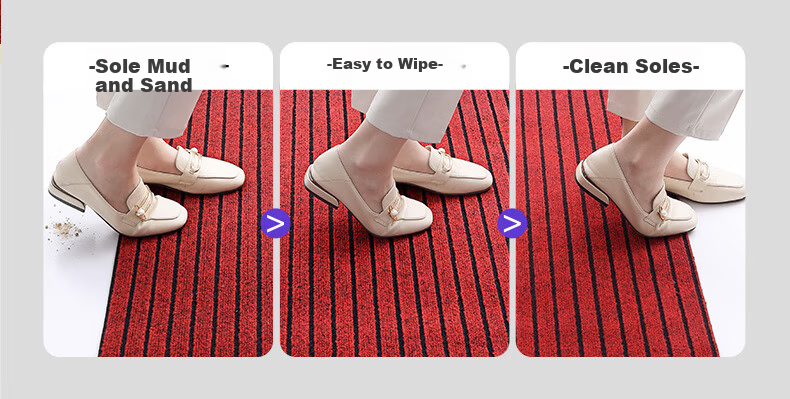 Baineng Striped Entrance Door Mat Red Carpet Floor Mat Cuttable 90x150cm 2
