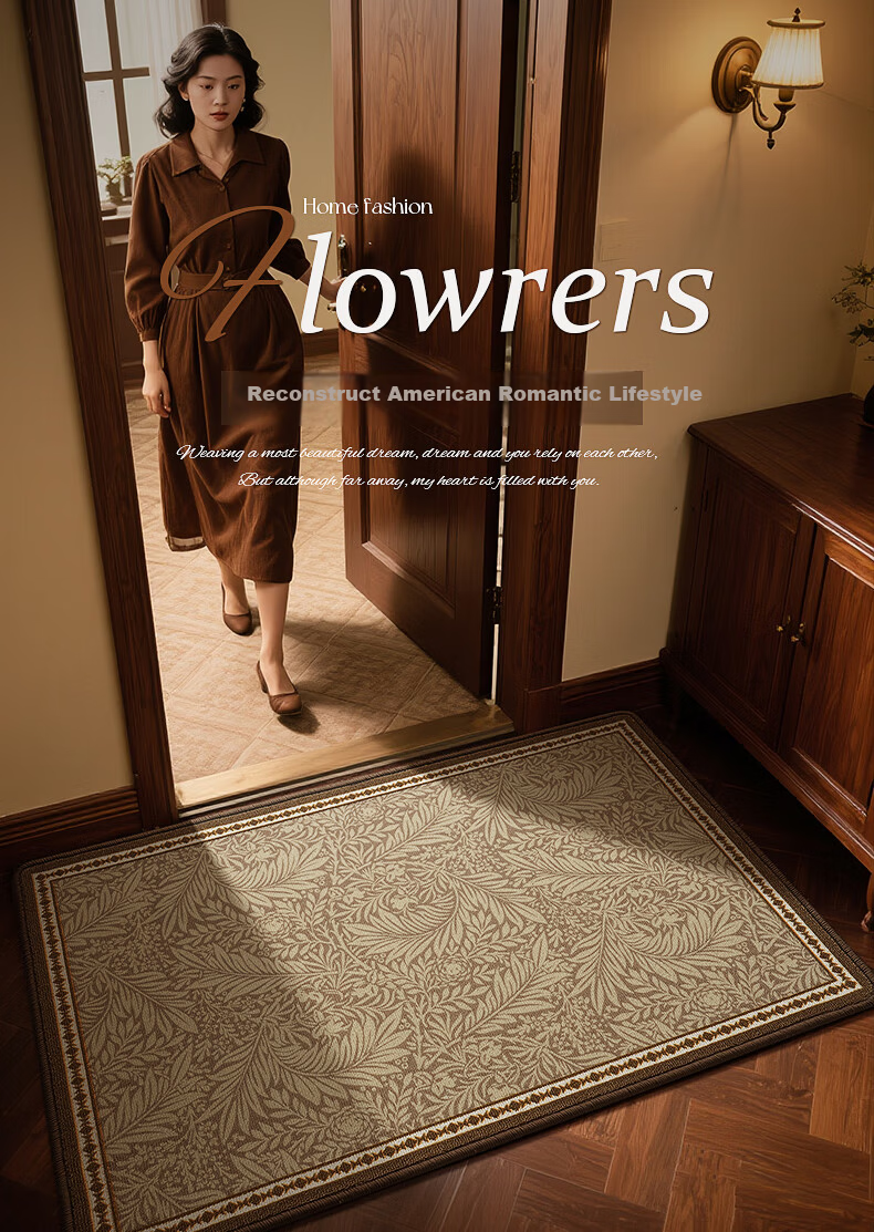 Huaxu Entrance Door Mat Floor Mat Home American Style Hallway Carpet Thickened Wear-Resistant Non-Slip 80x120cm 1