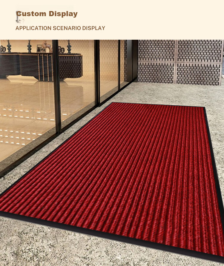 Jushi Yi Double Stripe Door Mat Entrance Hallway Mat Kitchen Absorbent Floor Mat Stair Mat 90x120cm Red 7