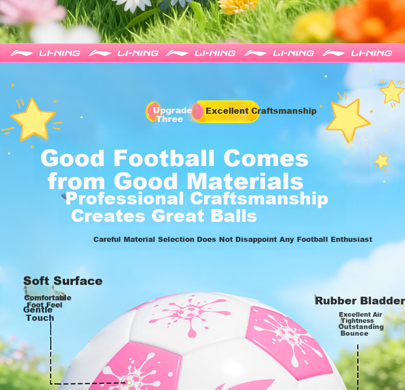 Li-Ning Size 4 Football for Children Girls Ages 3-6-12 Primary and Middle School Standard Match Training with Name Customization 6
