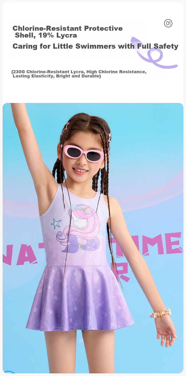 WATERTIME / Shuichuan Girls' Swimsuit 2025 New Kids' One-Piece Princess Skirt Swimwear UV Protection for Spa and Large Children 3