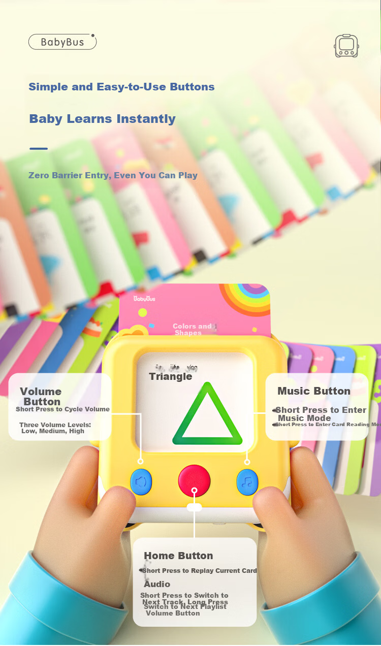 BabyBus JoJo English Literacy Pinyin Cognitive Card Machine 1-3 Years Early Education Educational Toy Children's Birthday New Year Gift 12