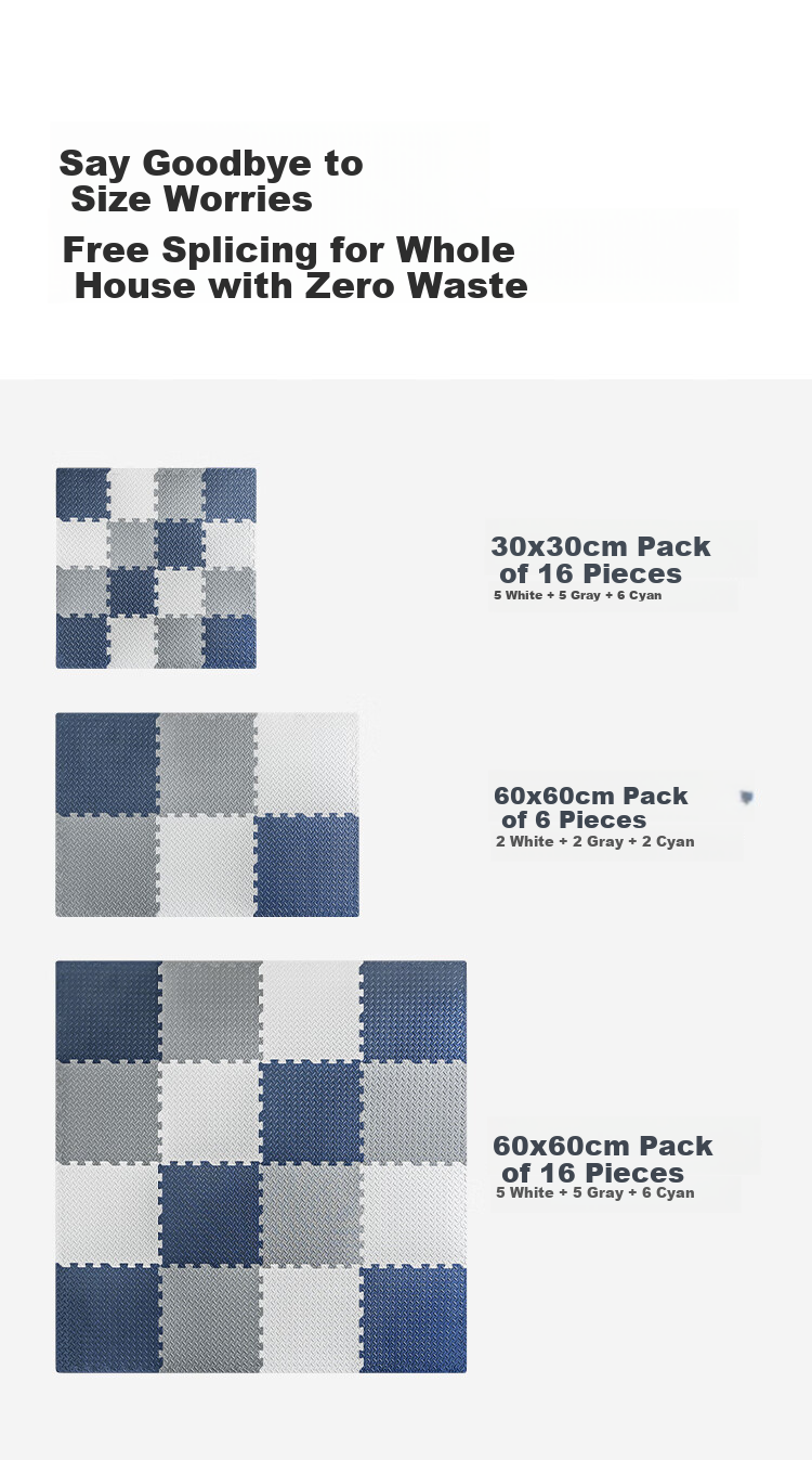 JD Jingzao Little Magic Cube Crawling Mat PE Foam Interlocking Floor Mat Bedroom Living Room Anti-Fall Non-Slip Soundproof 30*30cm*16 Pieces 13
