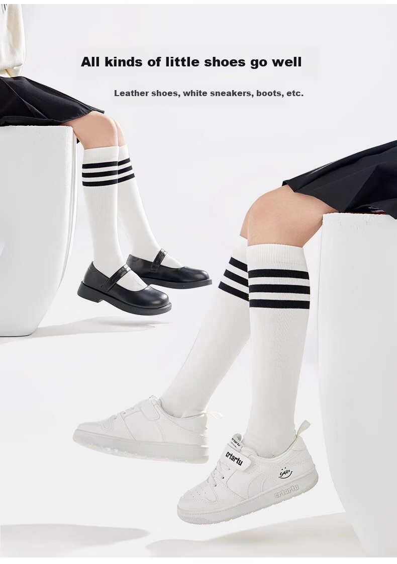 Dingguagua Children's Knee-High Socks, Summer Thin Style, Half Tube White Student Socks, Spring And Autumn Sports Calf Socks for Boys And Girls, Mid-Calf Length 11