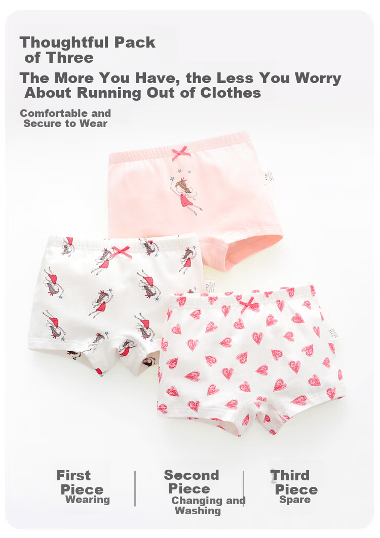 9i9 Kids Girls A-Class Combed Cotton Boxer Shorts Comfortable Breathable Heart Pattern Size 130 7