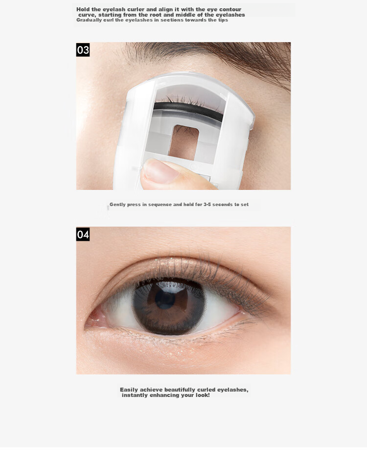 Ukiss New Frameless Double-Head Eyelash Curler Long-Lasting Curl with Built-in Lash Comb Portable Curler 9