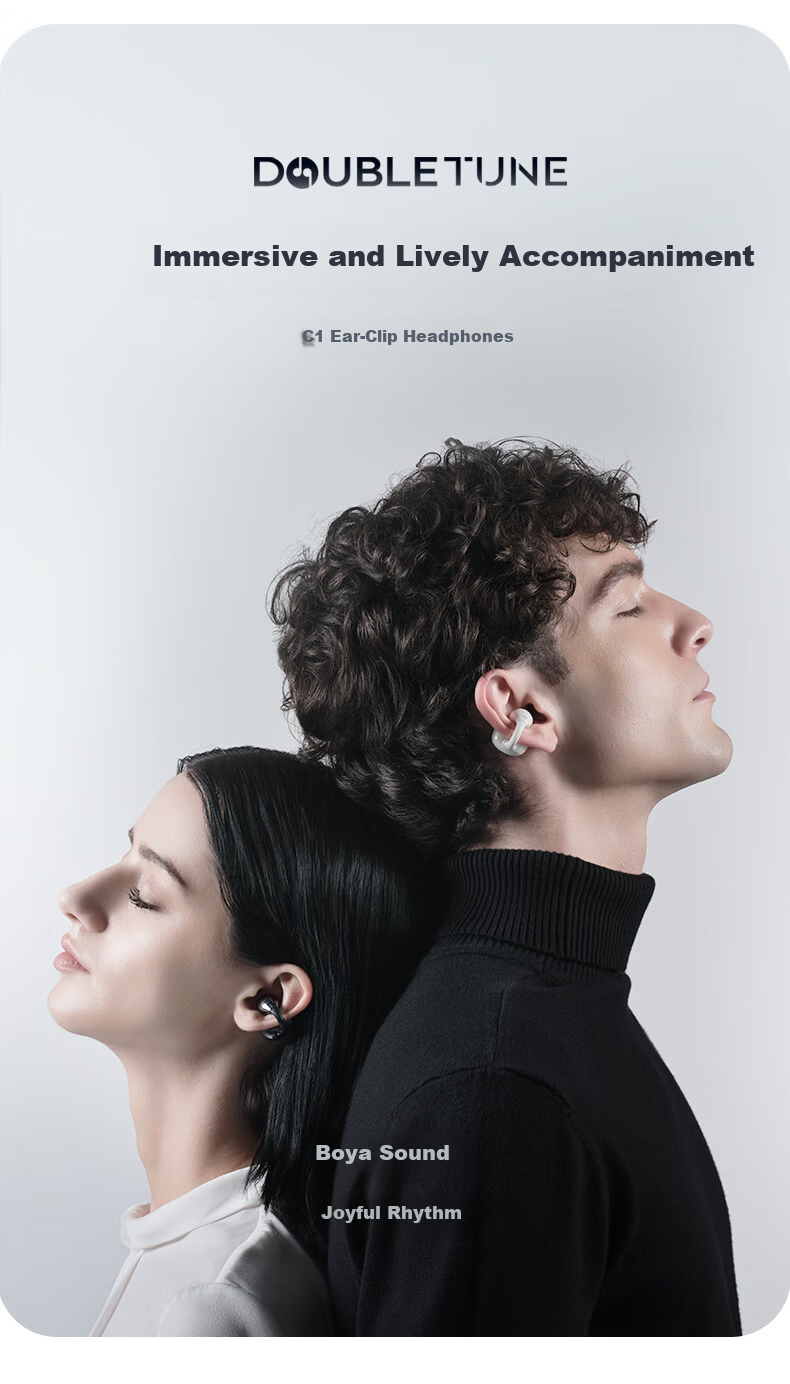 DOUBLE TUNE [Latest Model 2025] Pebble C1 DT Sports Gaming Ear Clip Wireless Bluetooth Headphones, Open-Ear Design Suitable for Apple And Huawei, Silk White 19