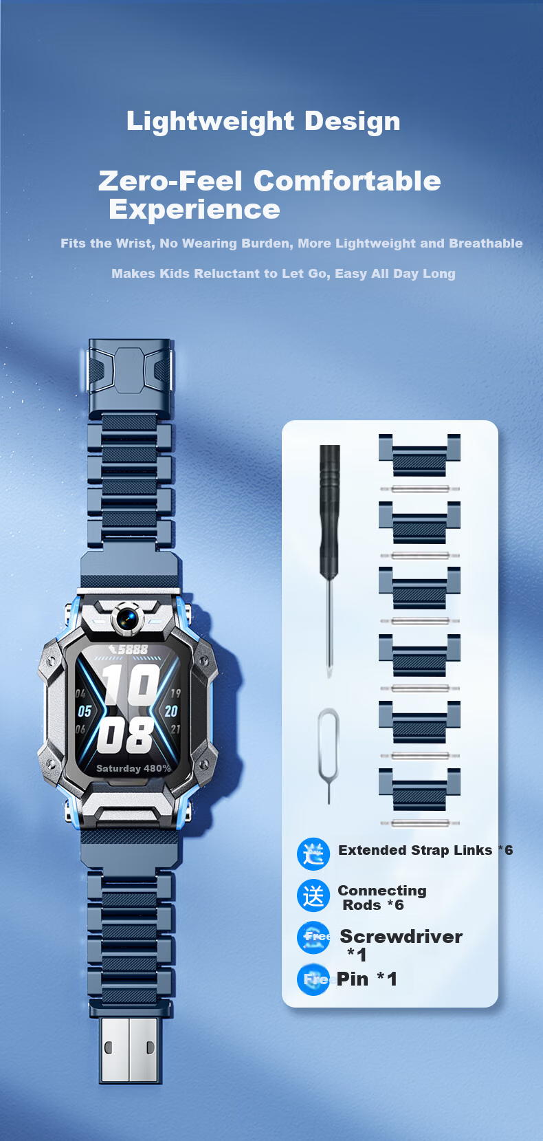 CangHua Magnetic Buckle Replacement Strap for Xiaotiancai Kids Smartwatch Z11/Z10/Z9/Z8/Z8A/Z7/Z7S/Z6/Z6Pro/Z6S/D3/Q2A Children's Student Phone Watch Band 3