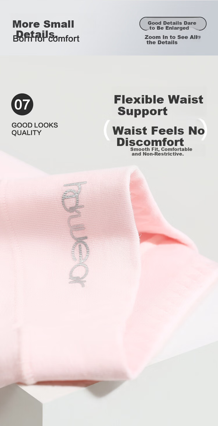 Hodo Home Women's Soft Cotton High-Waist Boyshort Underwear 7A Antibacterial Hip-Hugger 4-Pack Set 1 Size S 5